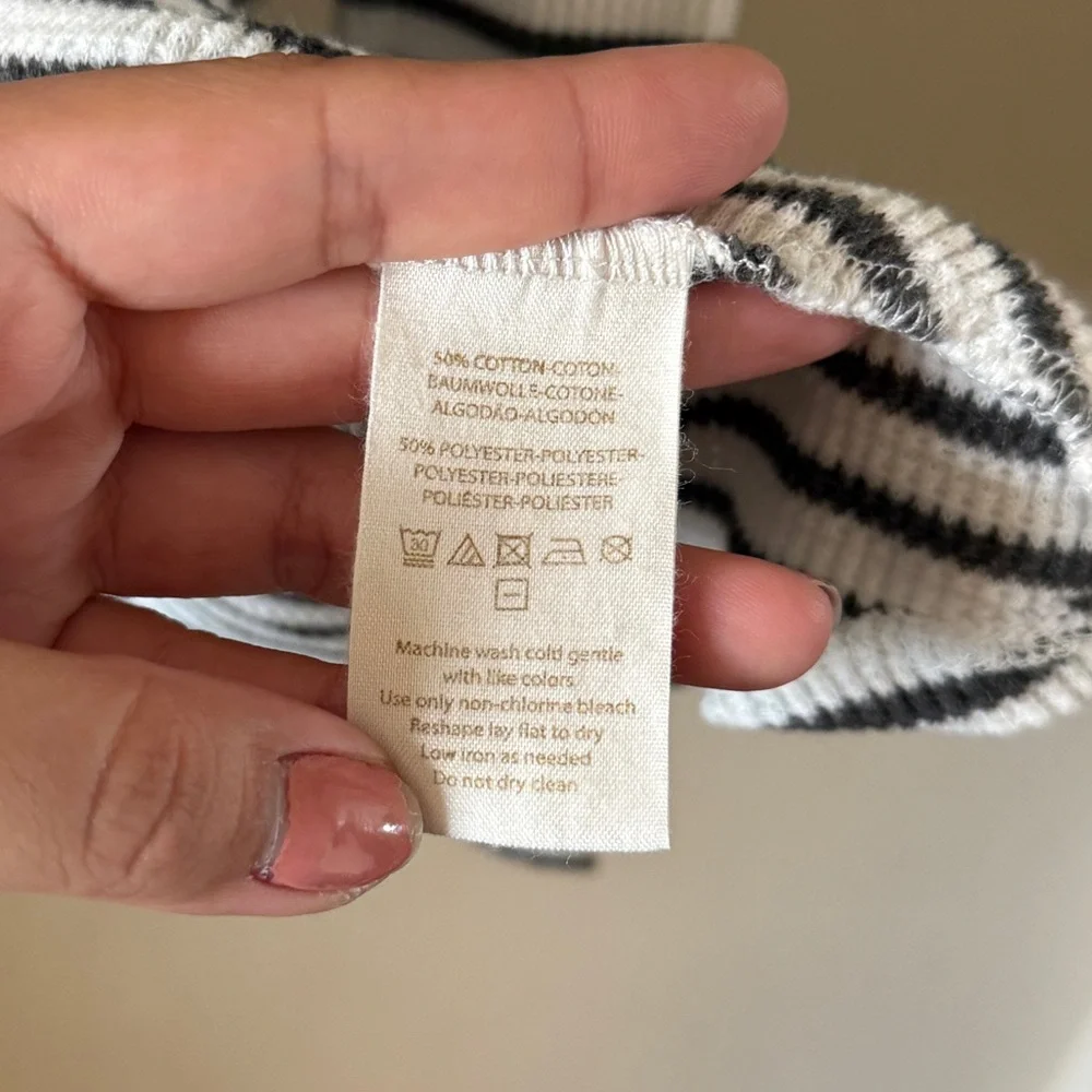 Free People We The Free Green White Striped Raglan Thermal Top Boho Chic Size M - Picture 5 of 5